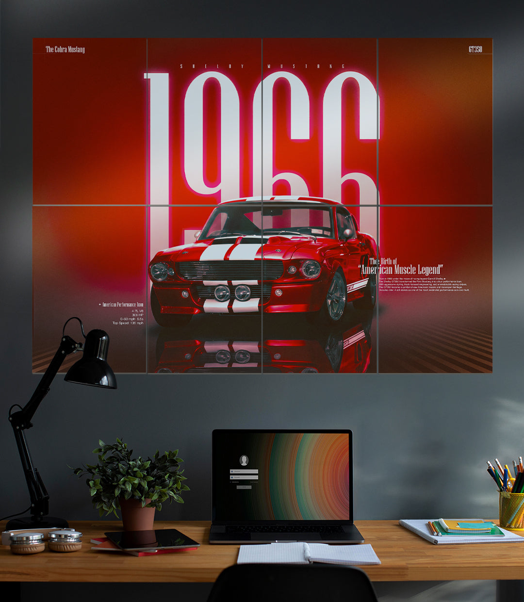 1966 Shelby Mustang GT350 | Muscle Car Wall Art | 8 Panel Split Wall Set