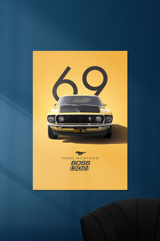 FORD MUSTANG BOSS | VINTAGE CAR #1 | CAR POSTERS