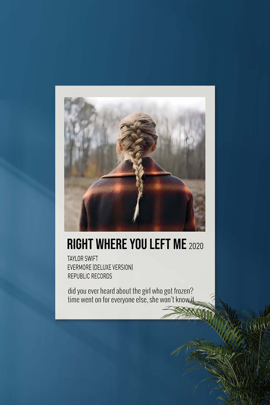 Right where you left me x Taylor Swift | Music Card | Music Artist Poster