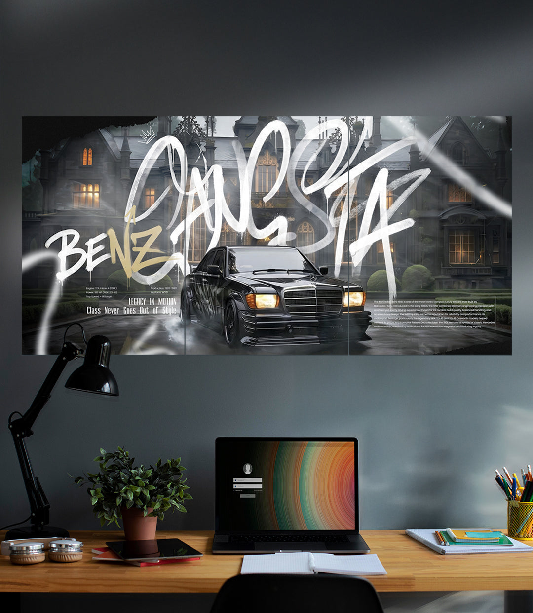 Mercedes Benz 190E W201 | Classic Benz Street Art Set | 3 Piece Set