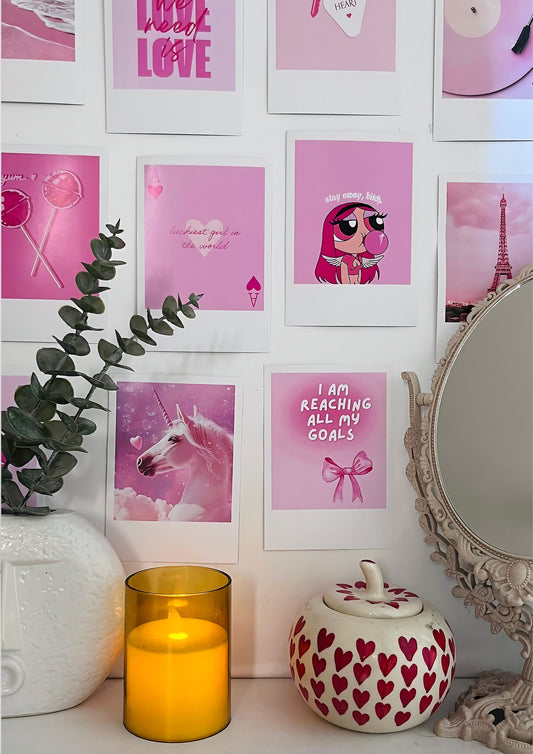 Pink Vibe Set 20 Retro Prints + 20 Aesthetic Stickers