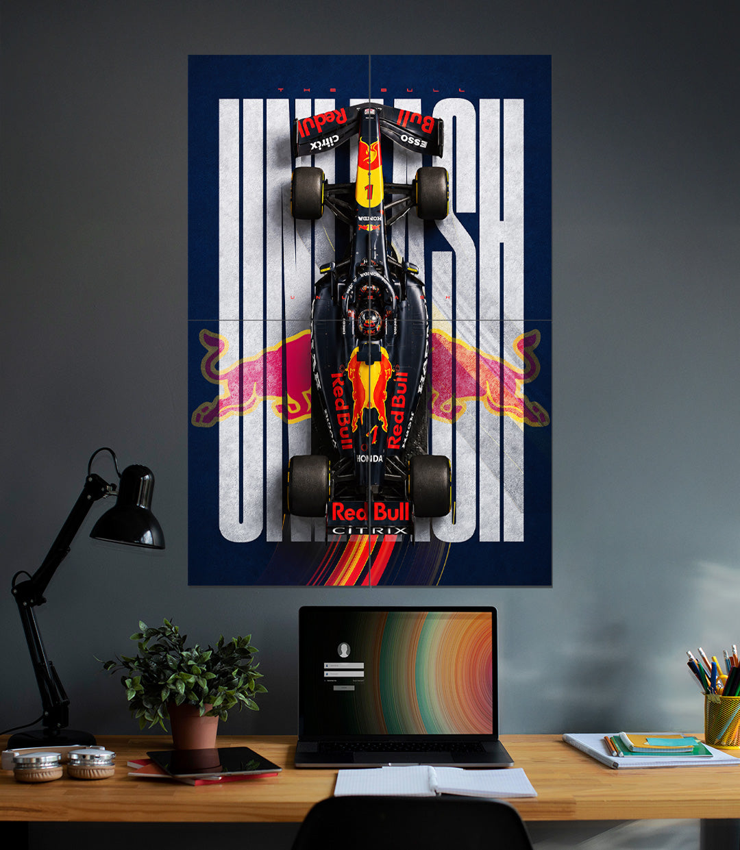 Red Bull Racing RB19 | Unleash the Bull | Formula 1 Wall Art | 4 Piece Set