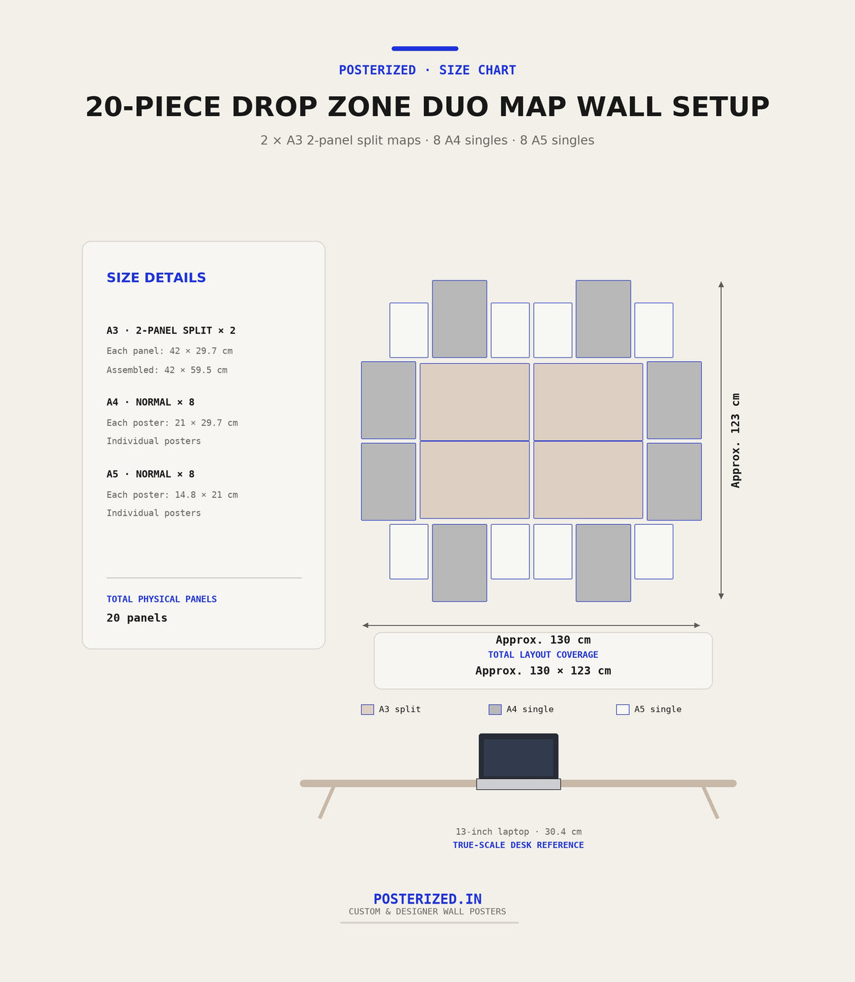 Drop Zone Duo map wall size chart