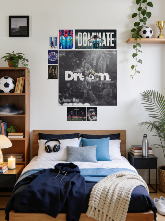 Lionel Messi Legacy wall setup pack in a real room, view 1