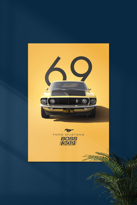 FORD MUSTANG BOSS 302 1969 | VINTAGE CAR #2 | CAR POSTERS