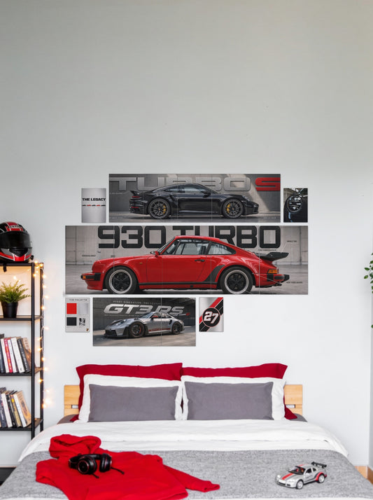 Porsche Performance Collection wall setup pack in a real room, view 1