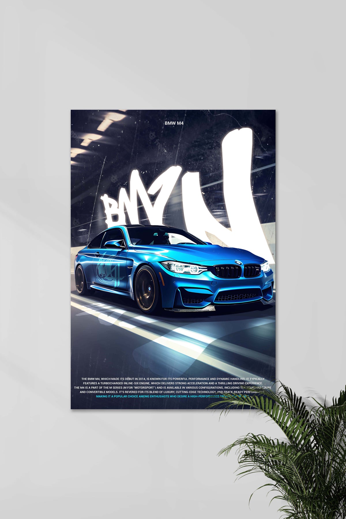 BMW M4 BLUE | CONCEPT CARS #04 | CAR POSTERS - A4