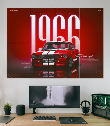 1966 Shelby Mustang GT350 | Muscle Car Wall Art | 8 Panel Split Wall Set