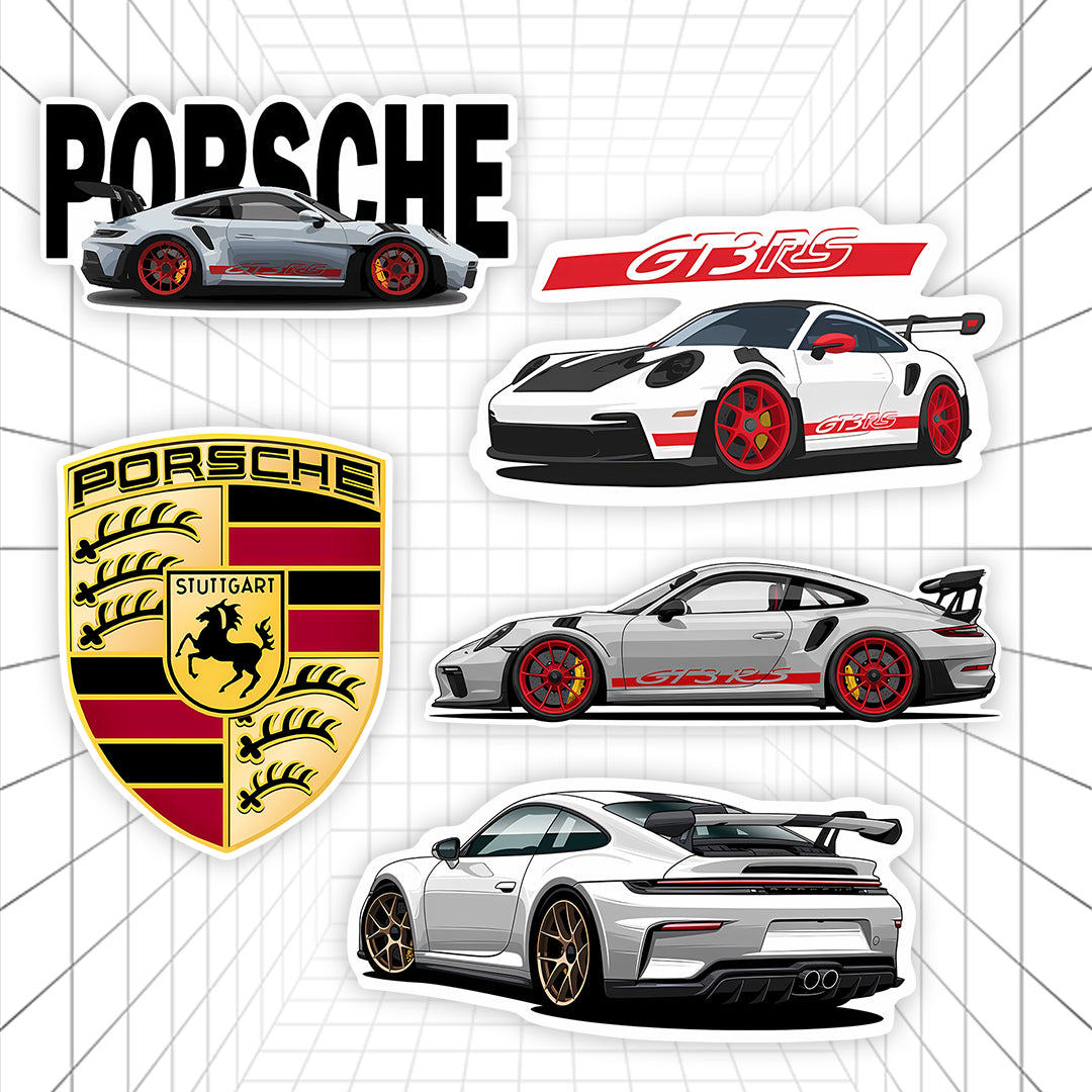Porsche Car Stickers #01 | Stickerized | 5 Stickers