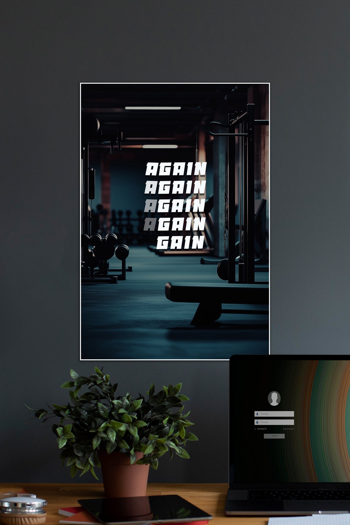 AGAIN AGAIN GAIN | Gym | Motivational Poster - A4