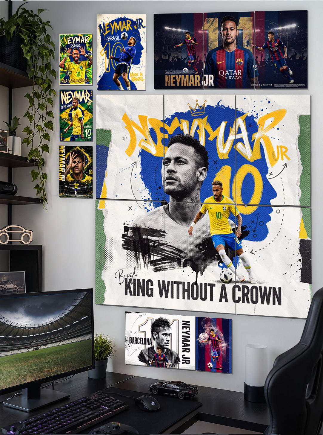 Neymar Jr King Without a Crown | Football Premium Wall Setup Pack | 8 Design A3 A4 A5 Mix Pack