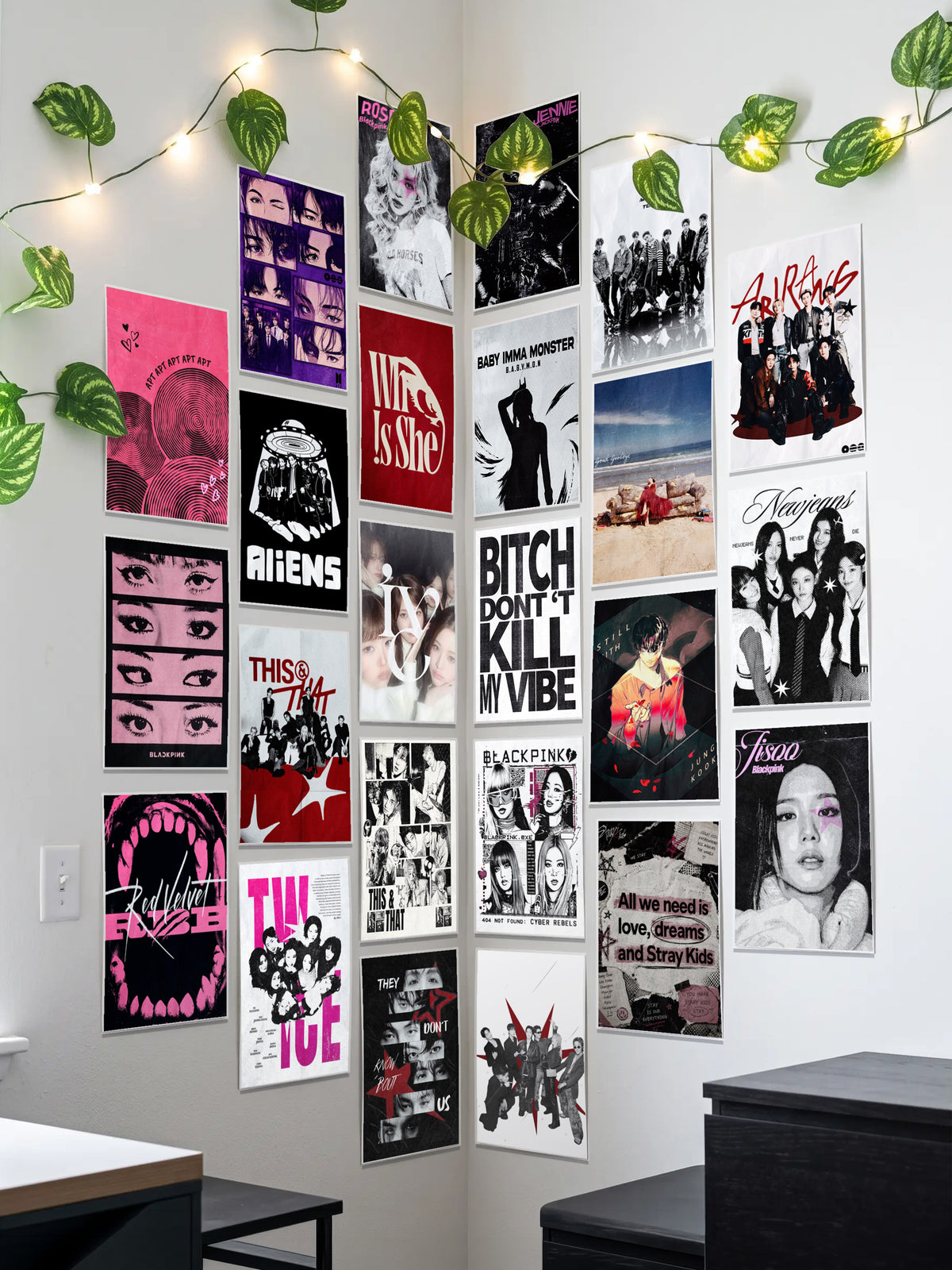 Idol Energy | K Pop Music | 24 A4 Wall Setup Pack