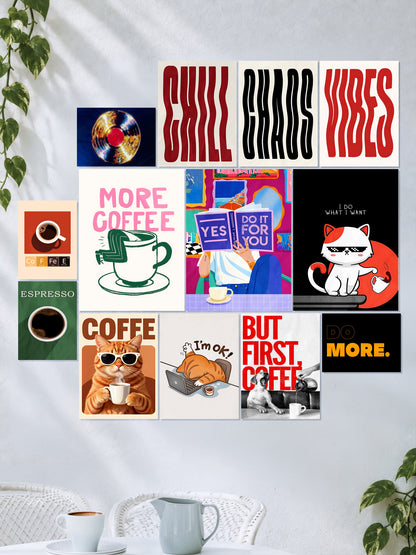 Coffee and Chill Wall Setup | Cafe Aesthetic | 17 Piece A3 A4 A5 Mix Pack