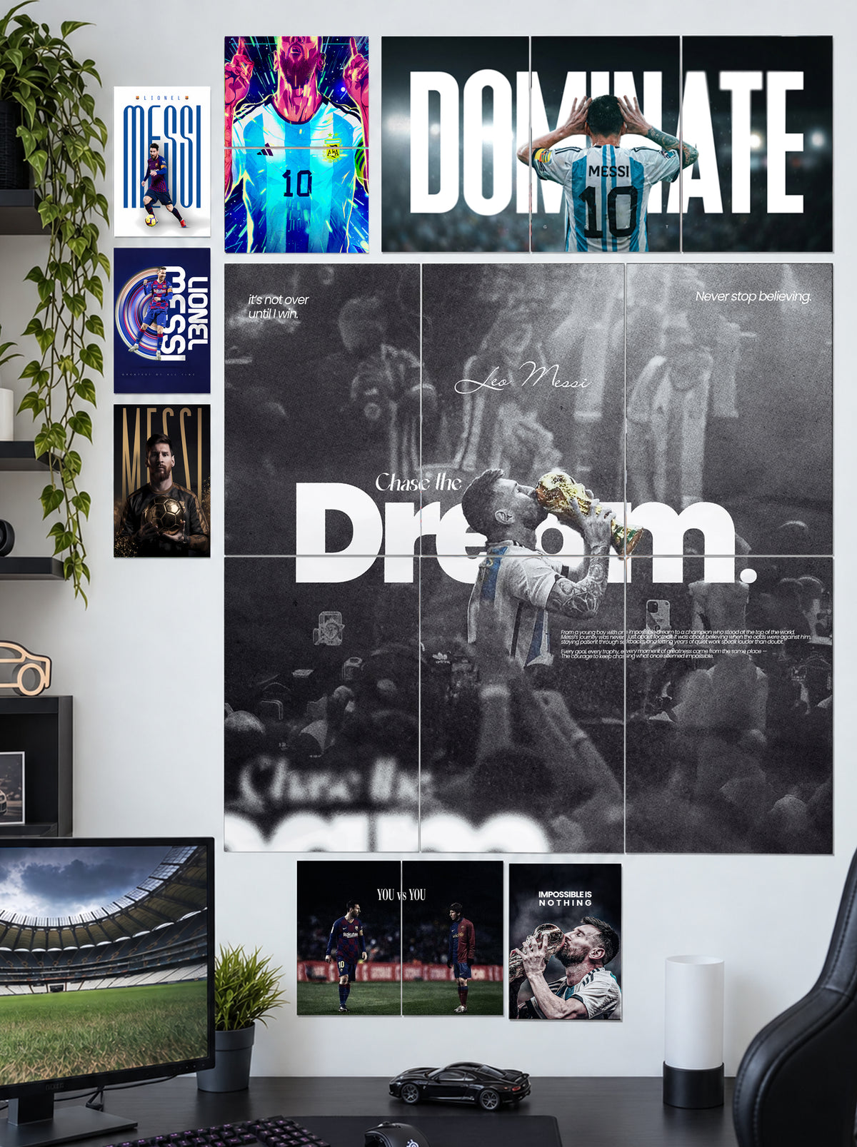 Lionel Messi Legacy | Premium Wall Setup Pack | 8 Design A3 A4 A5 Mix Pack