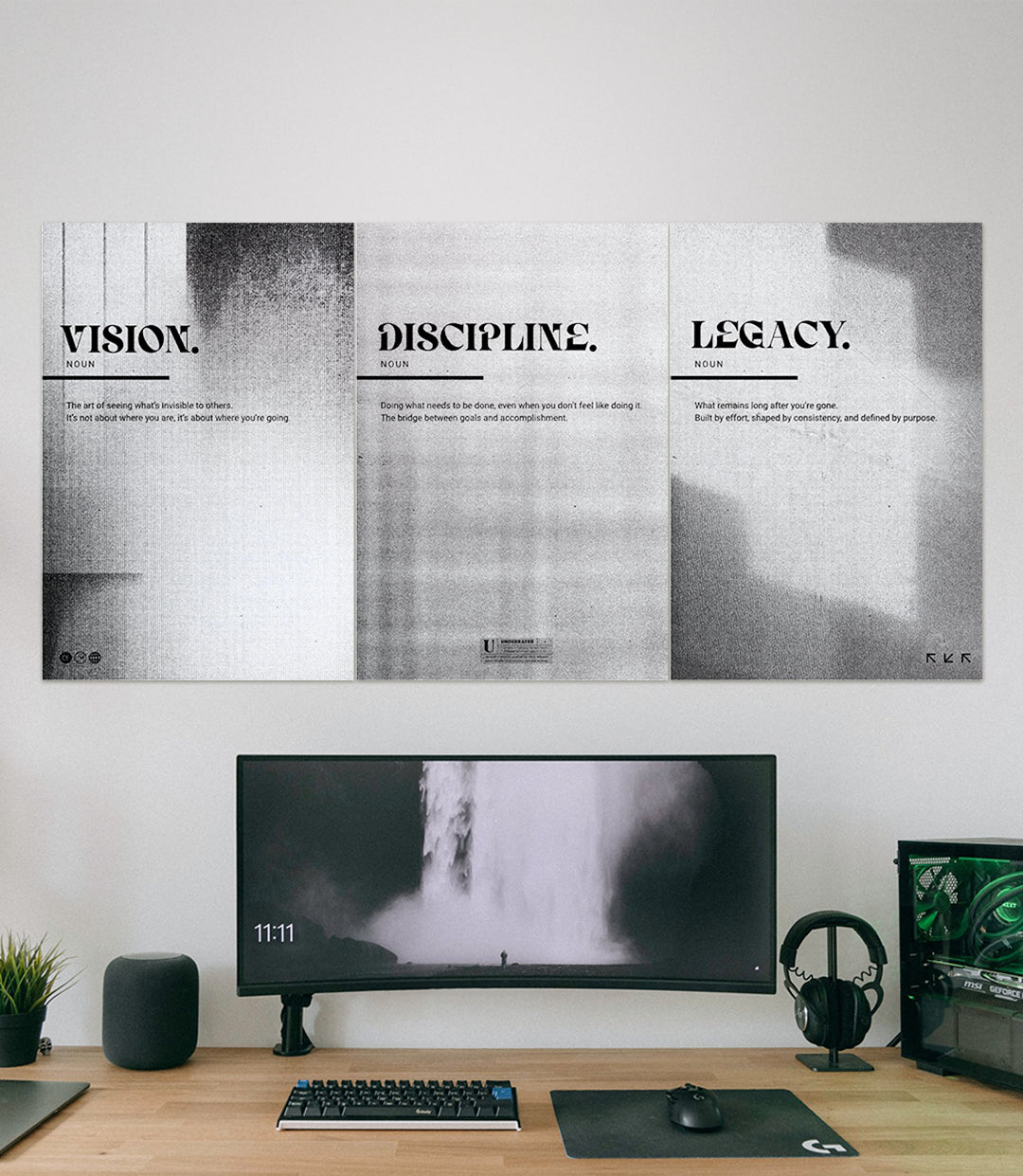 VISION x DISCIPLINE x LEGACY | GYM | Motivational Set | 3 Piece Set - A4