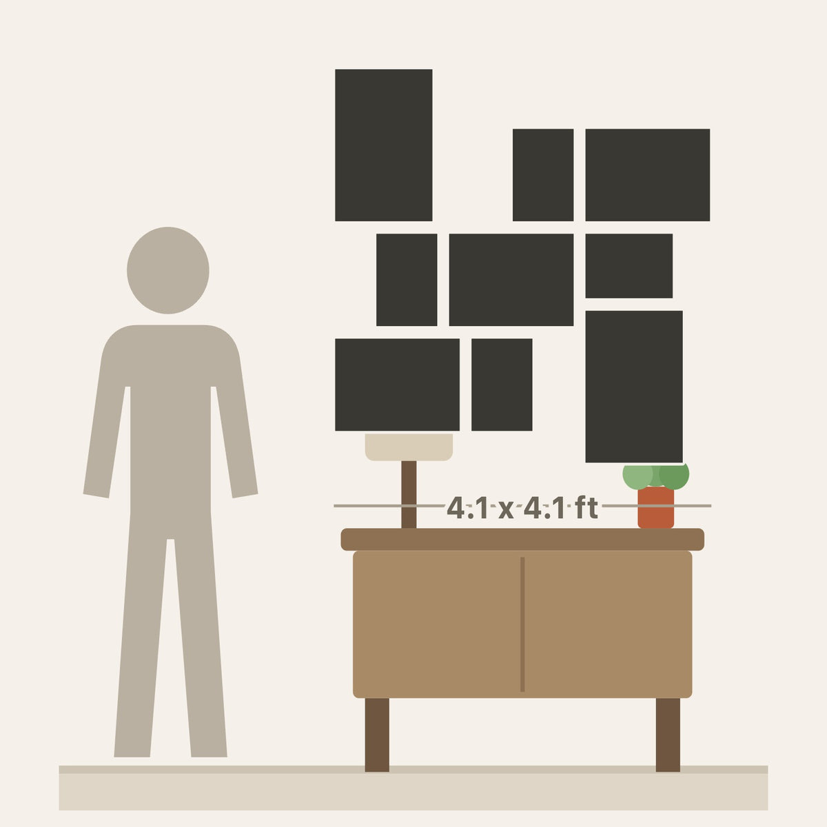 Gallery Wall poster layout - 9 posters, about 4.1 x 4.1 ft