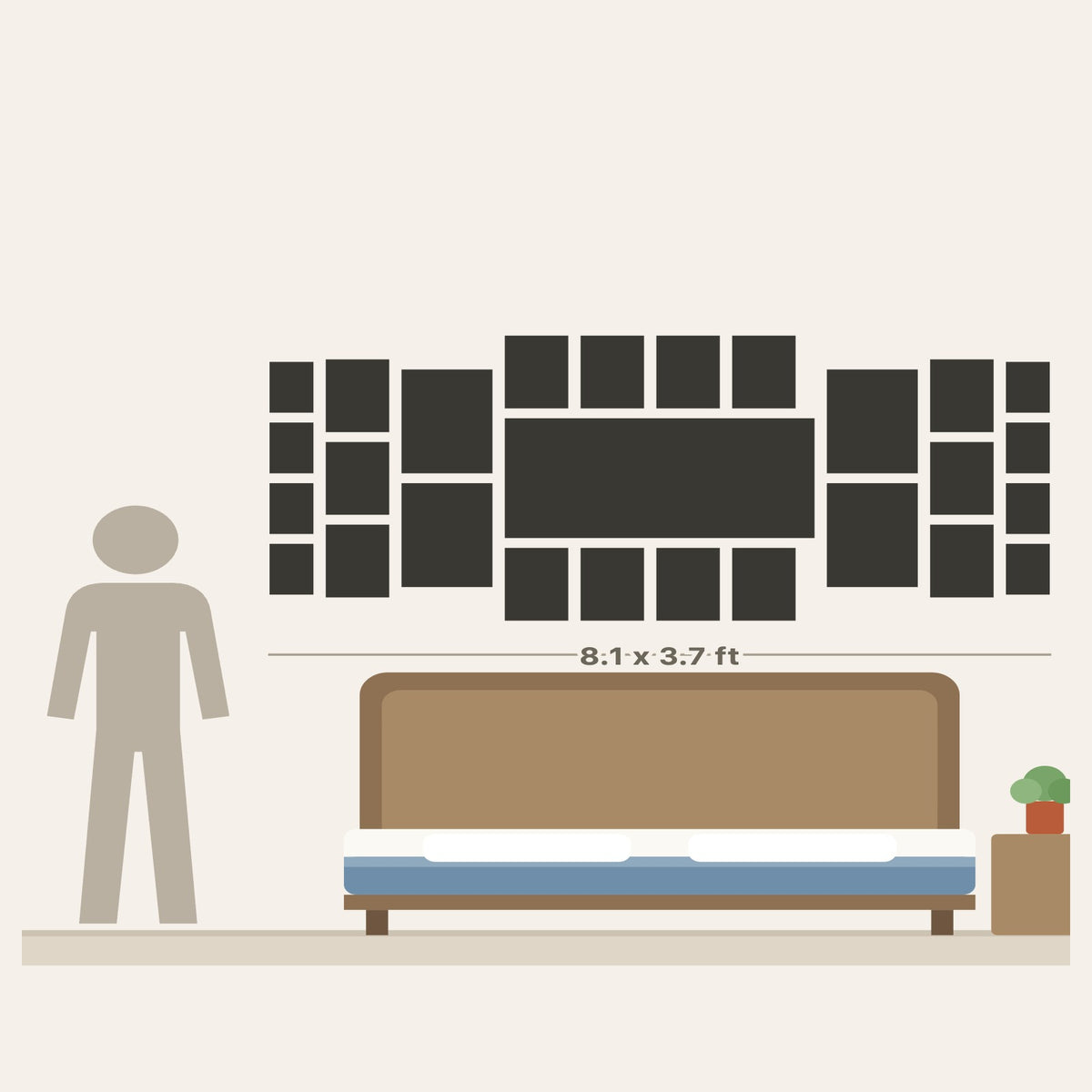 Grand Wall poster layout - 29 posters, about 8.1 x 3.7 ft