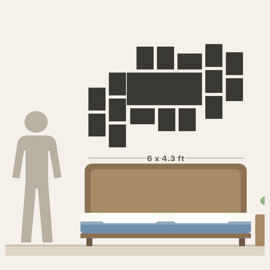Mosaic Wall poster layout - 19 posters, about 6 x 4.3 ft
