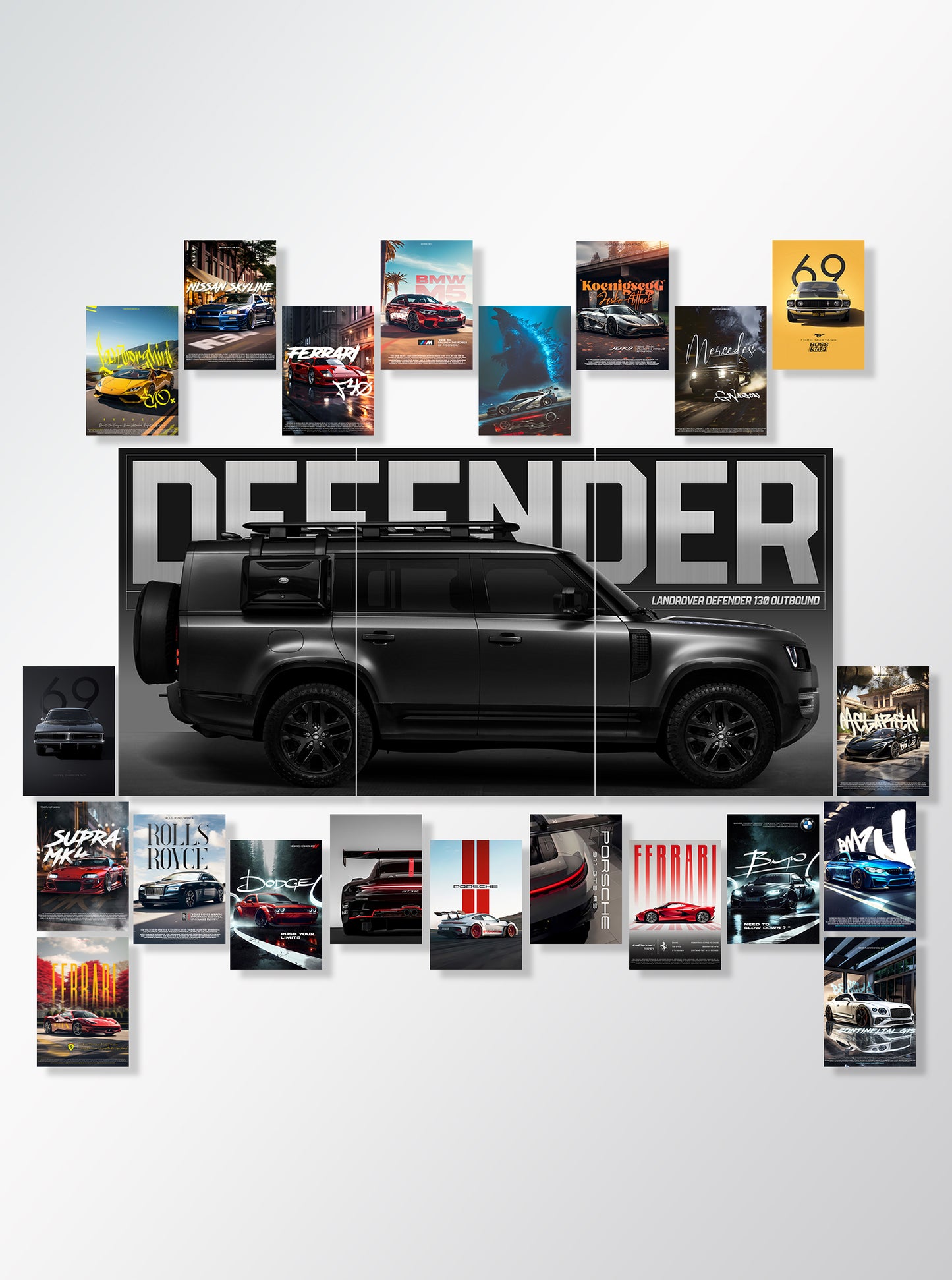 22 Piece Automotive Wall Setup Combo (1 Split Set + 21 A5 Print)