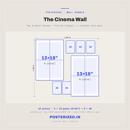 Cinema Wall Bundle Setup combo (2x4pcs split sets & 5xA4 Prints)