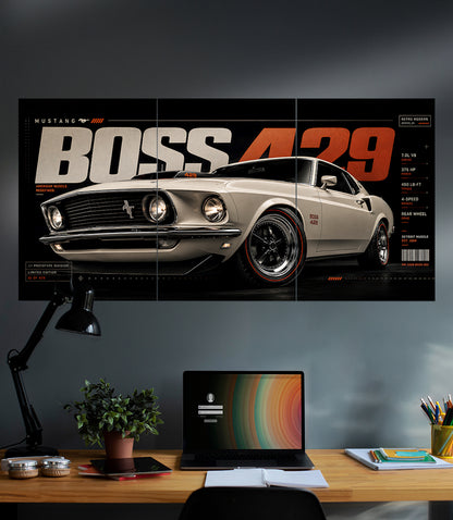 Ford Mustang Boss 429 | Retro Muscle Car | 3 Piece Set