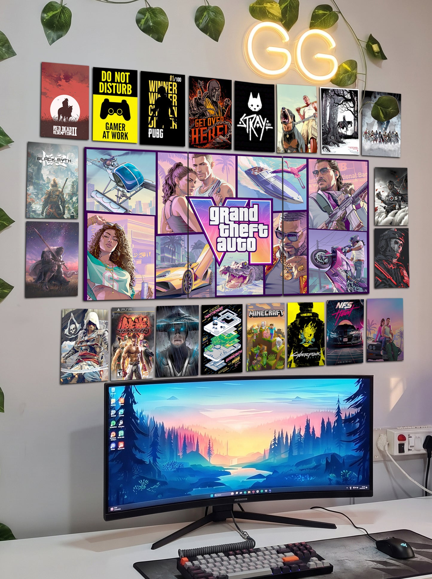 Ultimate Gaming Wall Setup Combo | 23 Piece Panel Set (1 A3 Split Set + 20 A5 Prints
