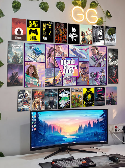 Ultimate Gaming Wall Setup Combo | 23 Piece Panel Set (1 A3 Split Set + 20 A5 Prints