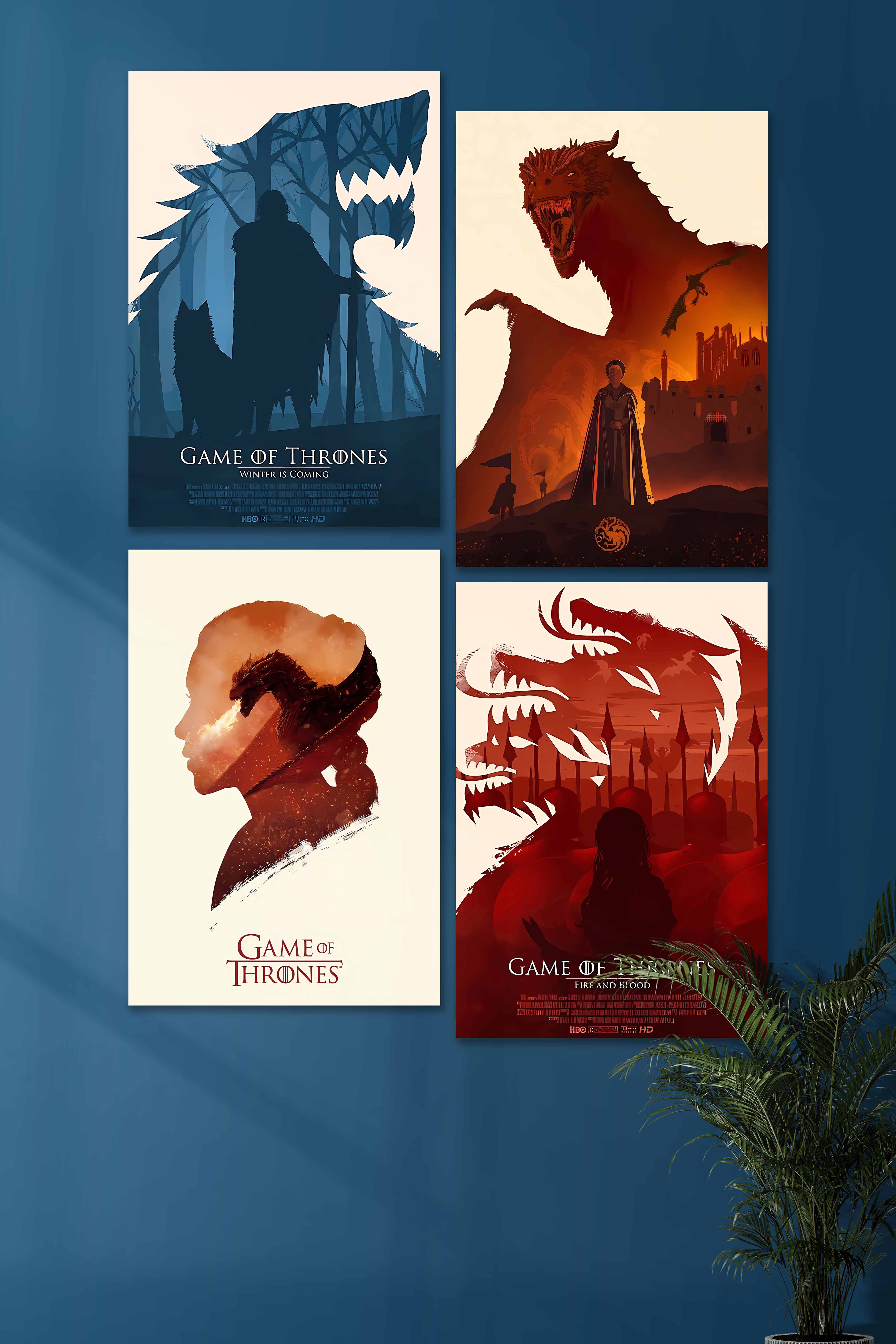 Blood and Fire Four Set | Game of Thrones | 4 Piece Set | Posterized.in
