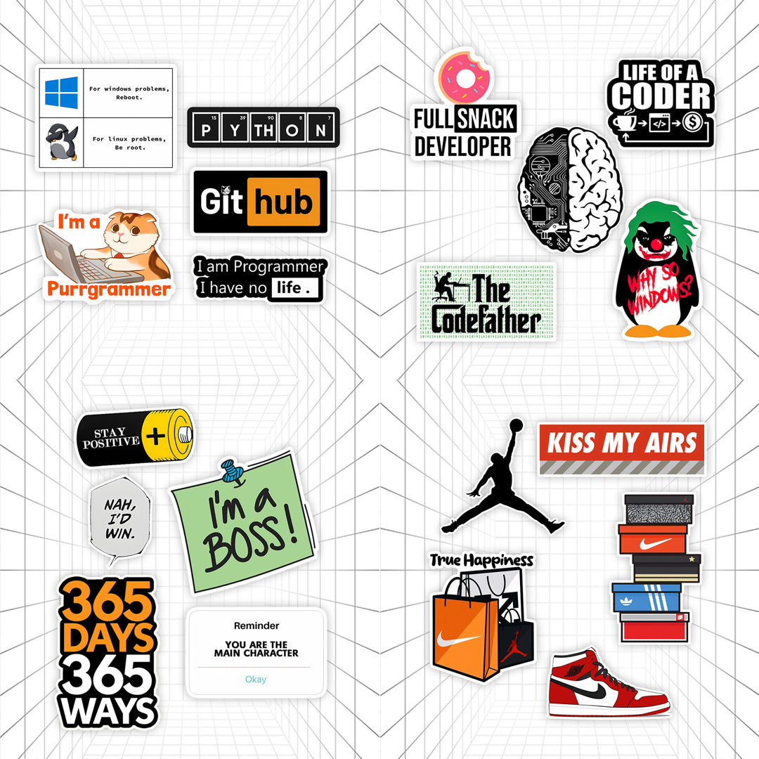 Stickerized Combo Pack – Hustler & Coder Edition (20 Pieces)