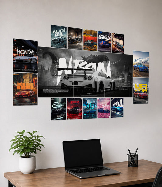 Epic JDM Cars Wall Set | Nissan Combo | 13x19 Split A4 A5 Combo Pack 15 Pieces