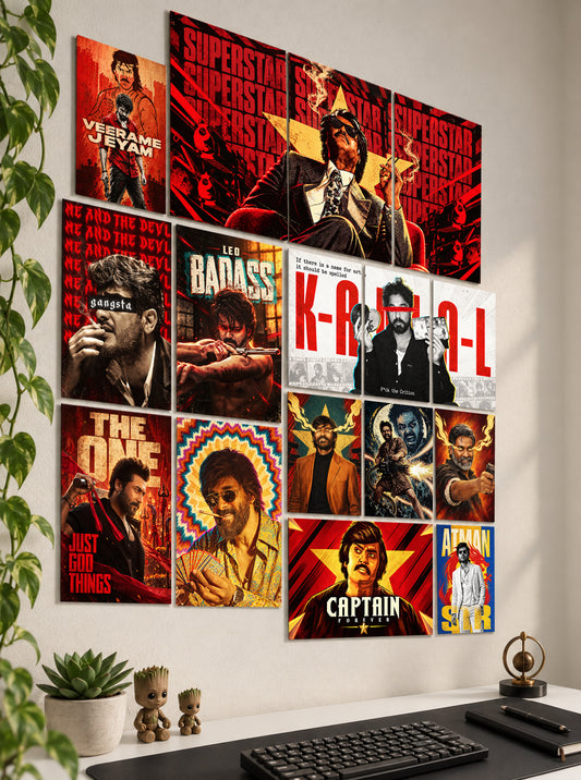 Kollywood Mass Icons | Premium Wall Setup Pack | 16 Piece A4 A3 Mix Pack