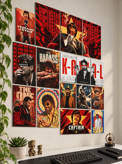 Kollywood Mass Icons | Premium Wall Setup Pack | 16 Piece A4 A3 Mix Pack