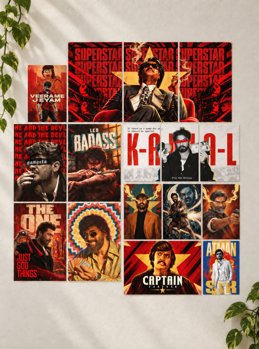 Kollywood Mass Icons | Premium Wall Setup Pack | 16 Piece A4 A3 Mix Pack