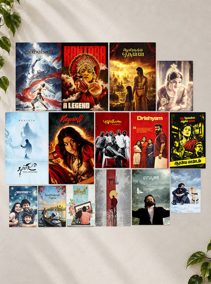 South Indian Cult Classics | Premium Wall Setup Pack | 15 Piece A3 A4 A5 Mix Pack