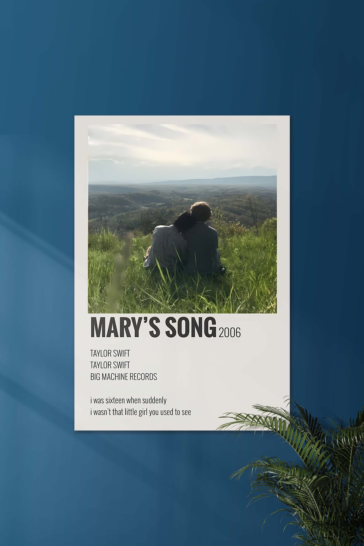 Mary's Song x Taylor Swift | Music Card | Music Artist Poster - A4