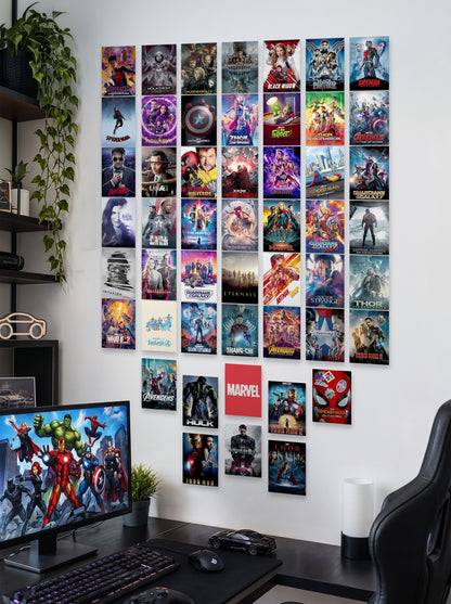50 Epic Marvel Cinematic Universe Collage Set | Wall Setup Pack