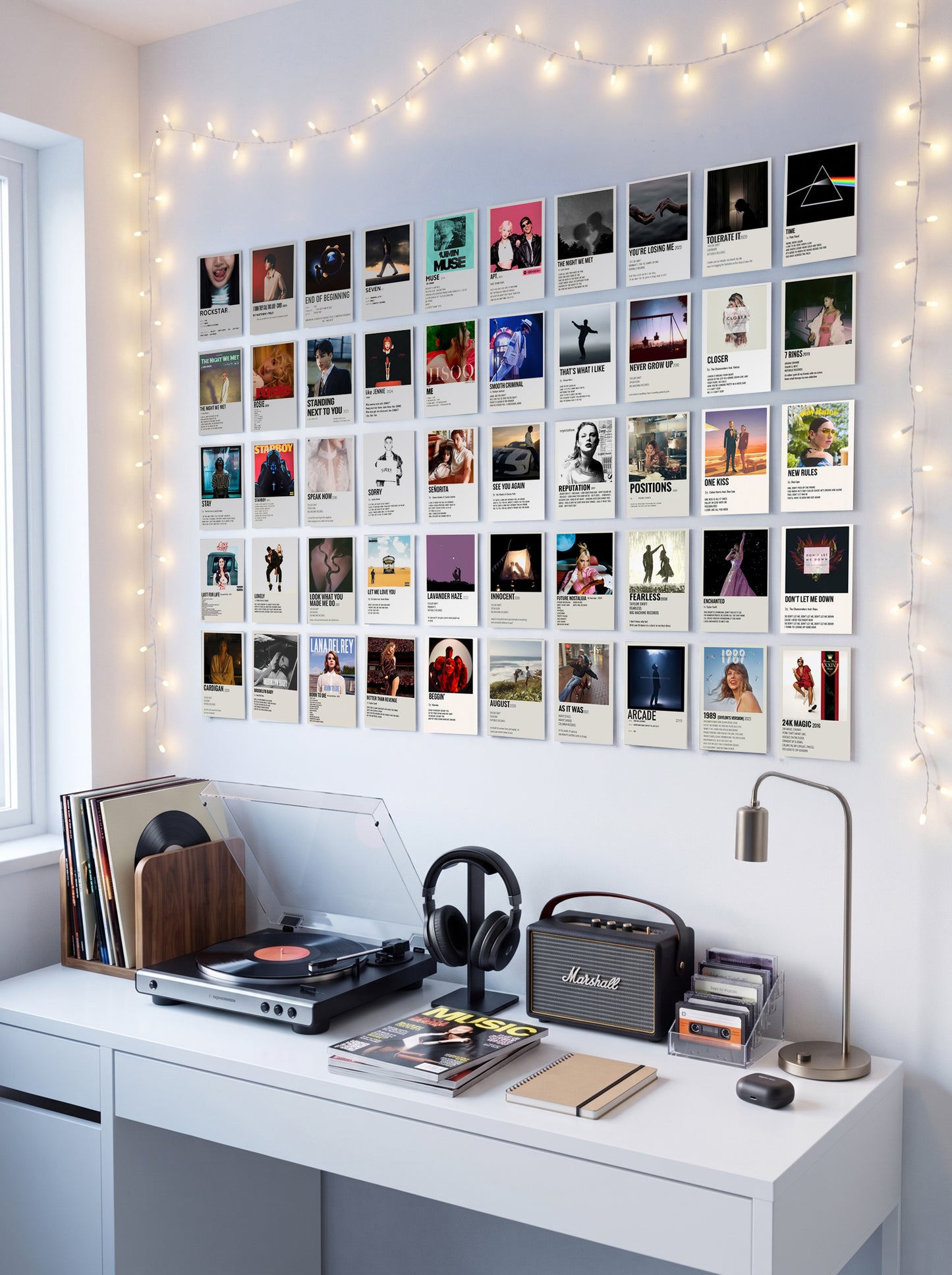 50 Epic Aesthetic Music Card Collage Set | Wall Setup Pack