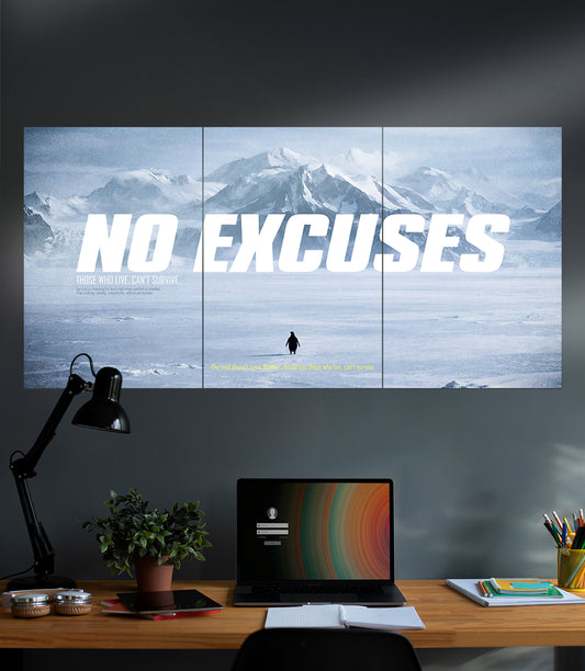 No Excuses | The Lone PENGUIN | Motivational | 3 Piece Set