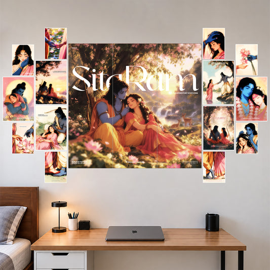 Ram Sita Eternal Companionship Wall Setup  Ramayanam  20 Piece A3 A4 A5 Mix Pack