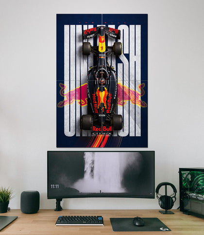Red Bull Racing RB19 | Unleash the Bull | Formula 1 Wall Art | 4 Piece Set