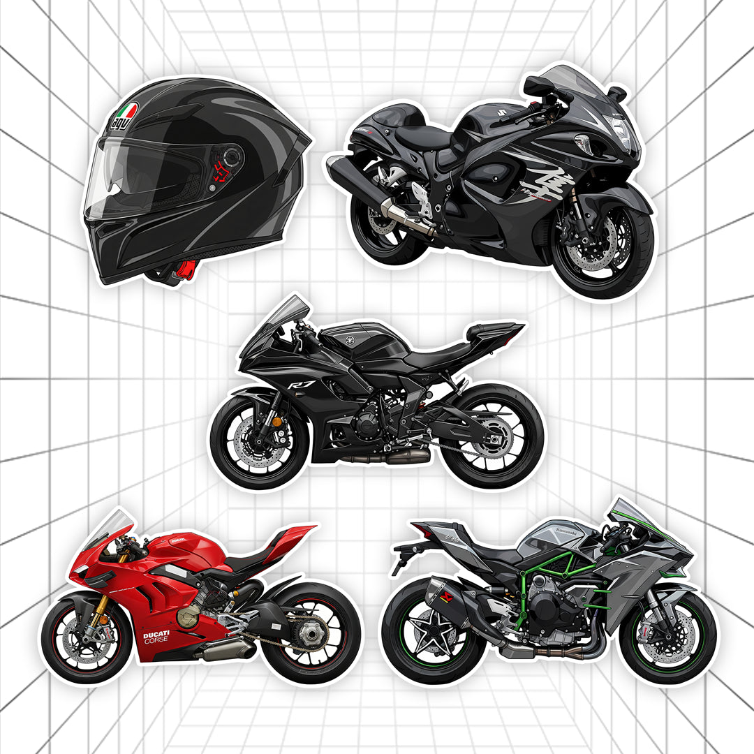 Superbike Stickers #01 | Stickerized | 5 Stickers | Posterized.in