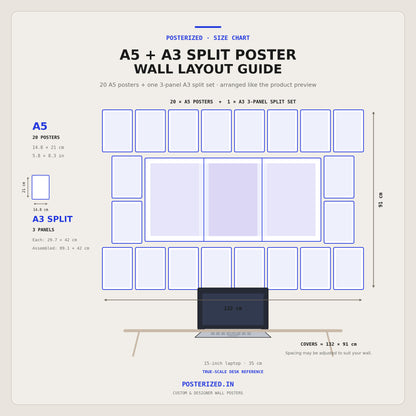 Ultimate Gaming Wall Setup Combo | 23 Piece Panel Set (1 A3 Split Set + 20 A5 Prints