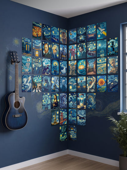50 Epic The Starry Night Collage Set | Wall Setup Pack