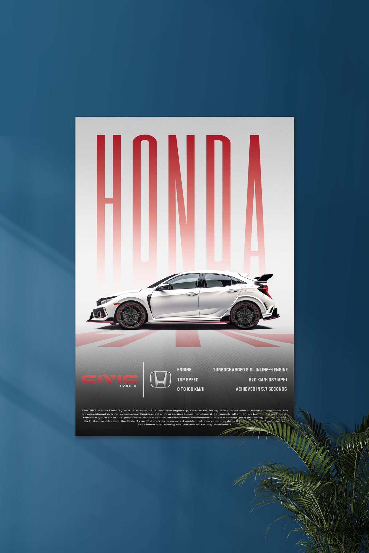 Honda Civic Type R | SOLID CARS #01 | CAR POSTERS - A4