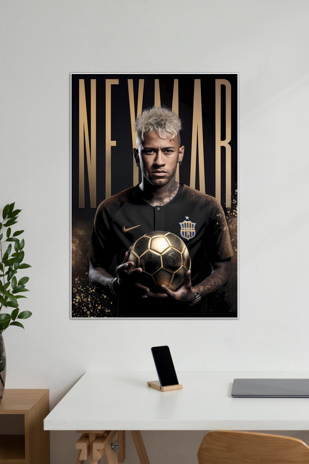 NEYMAR #01 | GOLDEN FOOTBALL | FootBall Poster - A4