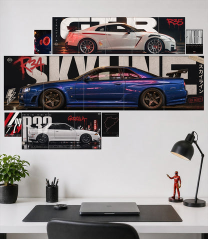SKYLINE Legacy Wall Set | Nissan Combo |  17 Piece A4 A3 & A5 Mix Pack