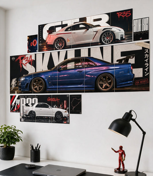 SKYLINE Legacy Wall Set | Nissan Combo |  17 Piece A4 A3 & A5 Mix Pack