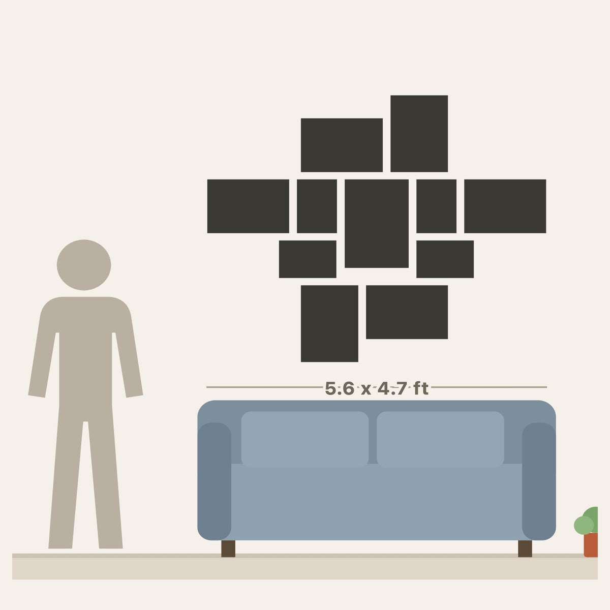 Centre Wall poster layout - 11 posters, about 5.6 x 4.7 ft