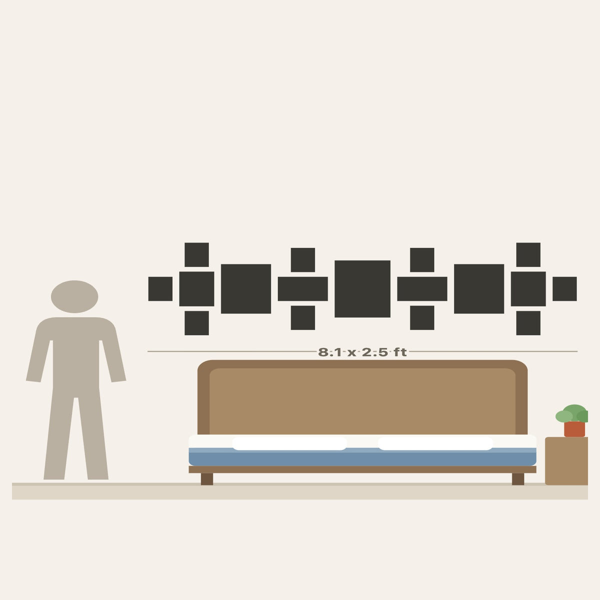 Panorama Wall poster layout - 17 posters, about 8.1 x 2.5 ft