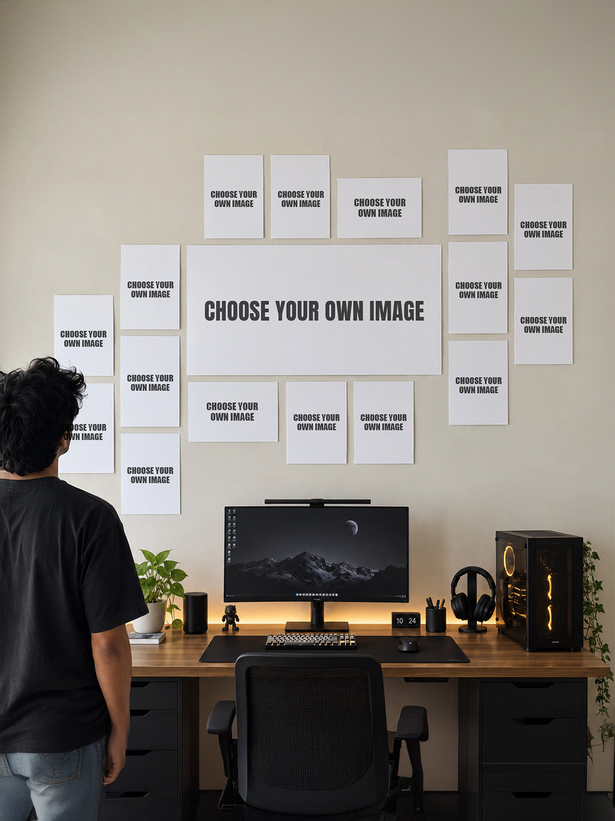 Build Your Wall – choose your own designs above a desk setup